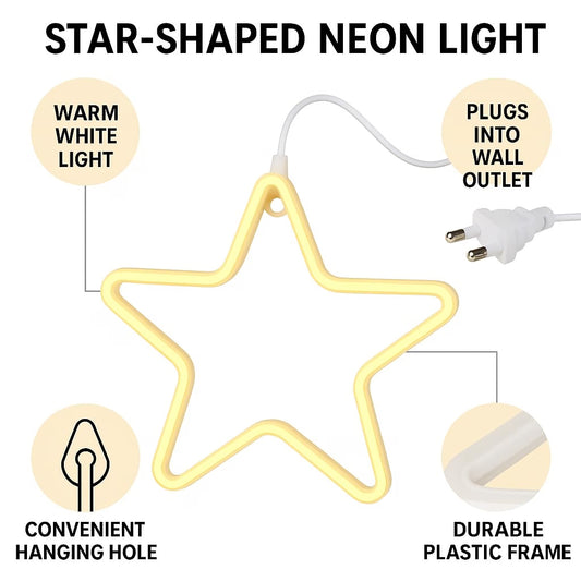 21211 Warm White Star Neon Light LED Wall Lamp_