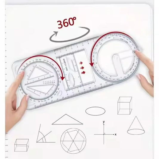 10507 Geometric Ruler – Transparent Multi-Angle Measuring Tool for Artists, Designers, and Students