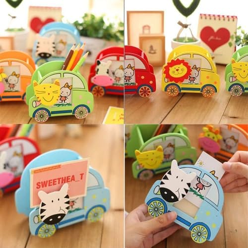20549 Wooden Pen Stand With Photo Frame | Pen Pencil Brush Craft Storage Container Holder | Birthday Gifts For Kids {Random Design}