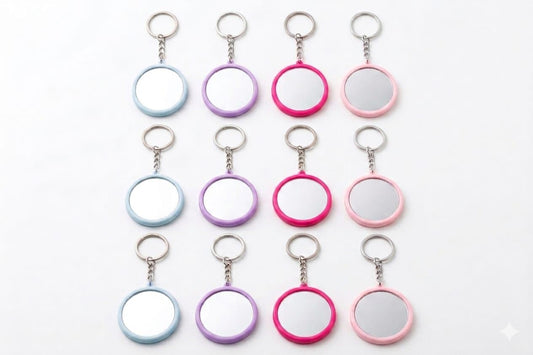 20775 {12 Pcs} Cute Cartoon Mirror Keychain for Girls and Boys