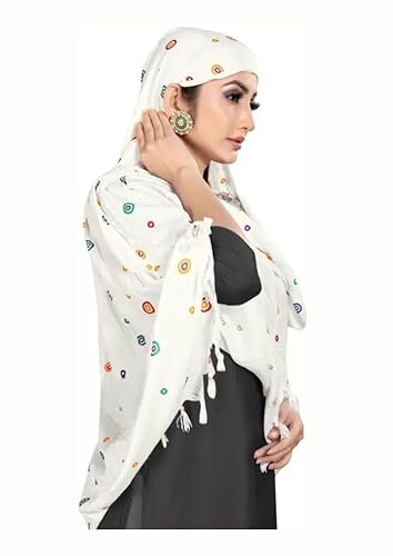 20371 White Scarf for Women & Girls Random Design