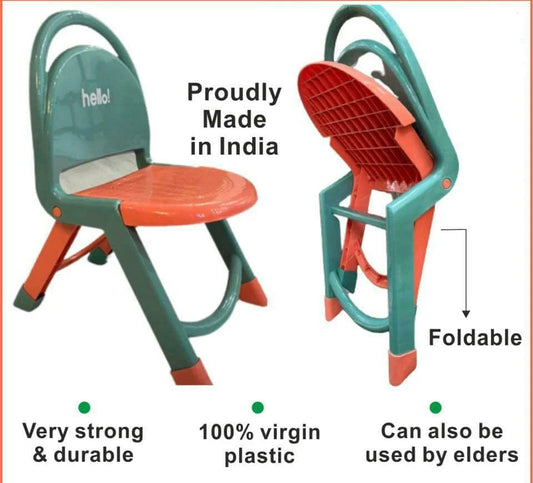 10226 Foldable Chair with Back Support Strong and Durable Plastic Chair for Kids