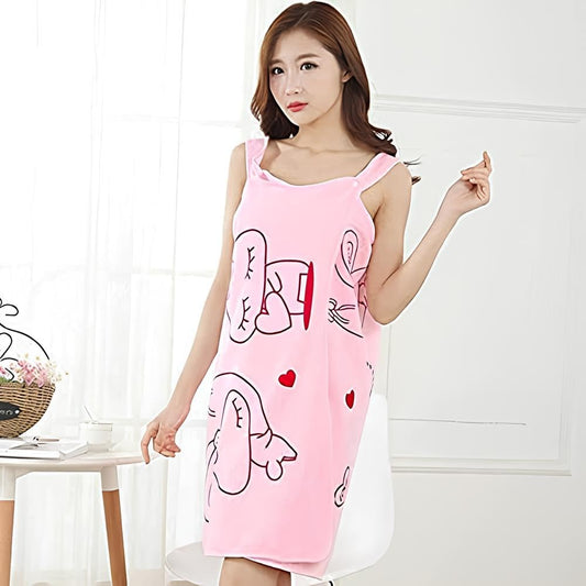 20123 Women Bath Towel Wearable Bath Robe Beach Towel Dress Lady Spa Shower Towel Body Wrap Free Size, Multicolor