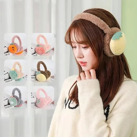 11213 Winter Earmuff Cute Plush Comfy Breathable Ear Muff Ear Warmer Outdoor Ear Cover for Children Kids Cold Weather Fruit Carrot Earmuff Soft And Comfortable