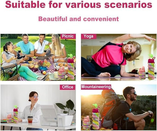 20051 Water Bottle, Solid Color Silicone Foldable Water Bottle For Sports, Trekking, Cycling, Outdoor