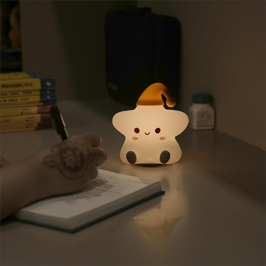 Zh-156 Star Light, Night Lamp for Kids, Night Light for Bedroom, Birthday Gift for Kids, Cute Table Lamp, Silicone Rechargeable Lamps with Charging Plug, Valentine Gift for Girlfriend
