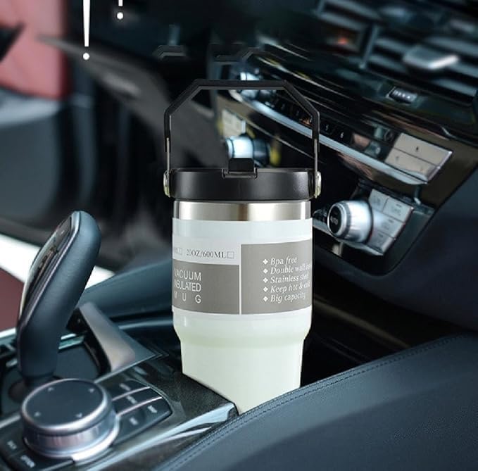 20700 Insulated Travel Tumbler, Stainless Steel, Ergonomic Handle, Straw Lid, Vacuum Insulated for Hot and Cold Drinks, Outdoor Adventure Mug