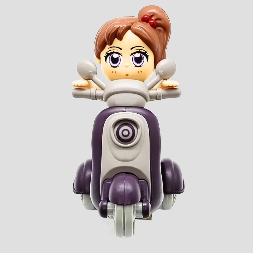 11176 Scooter Toy for Kids – Cute Girl Rider Figure with Swing & Inertia Functions – Durable Friction-Powered Vehicle for Toddlers – Fun Pretend Play