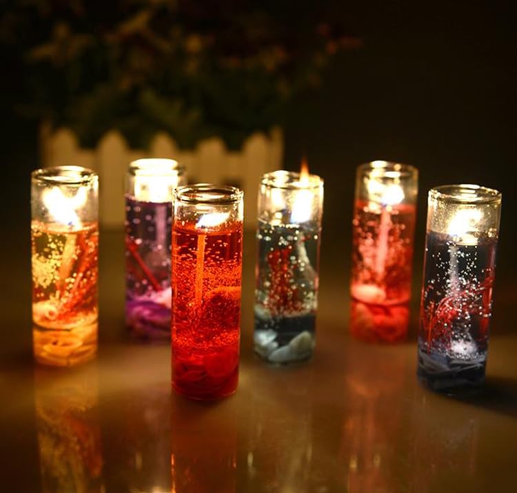 21342 Beautiful Glass Jelly Wax Candle for Diwali, Christmas, New Party, Birthday and Special Occasion