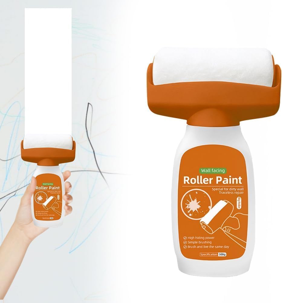 21160  Wall Repair Paint Roller – Multifunctional White Touch-Up Roller Brush for DIY Wall Repair, Crack & Stain Cover, Smooth Finish Latex Paint Applicator for Walls & Ceilings