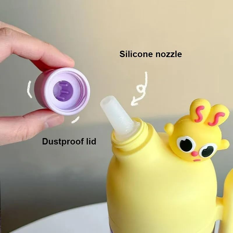 MT110 Cute Bunny Kids Water Bottle | BPA-Free Straw Sipper | Leak-Proof Cartoon Water Bottle for School, Travel & Outdoor Use