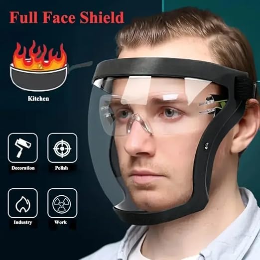 20301 Face Shield Helmet Visor Industrial Safety Coverage Full Face Protector Multipurpose Eye UV-Protective Clear Visibility for Unisex