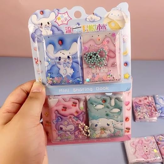 BA-7022 Cute Glitter Mini Diary 2 Set for Kids  Pocket Notebook | Gift for Girls & Boys | Pink Stationery Set {Random Design}