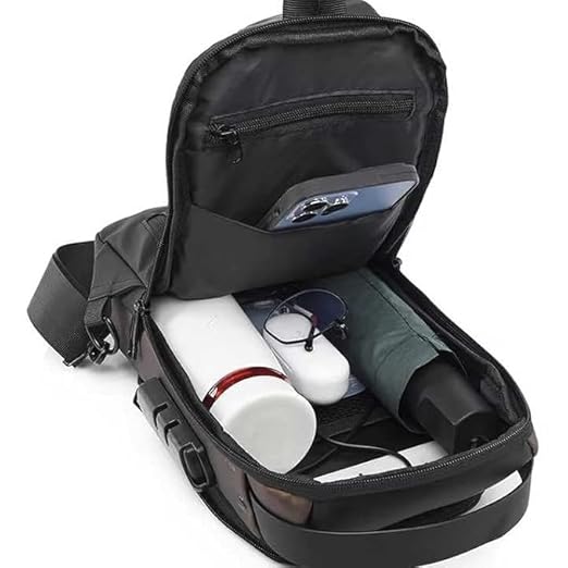 20405 Sling Bag for Men Stylish Crossbody Backpack for Men & Women, Anti-Theft Chest Bag with USB Charging Port, Messenger Bags