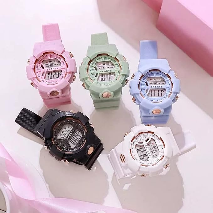20752 Premium Brand - A Digital Watch Shockproof Multi-Functional Automatic 5 Light Juicy Color Dial Strap Waterproof Digital Sports Watch for Kids {Random Color}