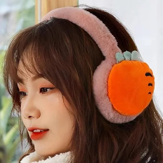 11213 Winter Earmuff Cute Plush Comfy Breathable Ear Muff Ear Warmer Outdoor Ear Cover for Children Kids Cold Weather Fruit Carrot Earmuff Soft And Comfortable