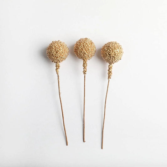 R-2-9 TREE 50 pcs Artificial Berries Foam Fruit Stamens DIY Decor Supplies Golden