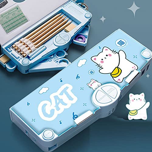 50923 Multifunction Pencil Case, Pencil Box with 2 Compartments for Students - Cartoon Pattern Stationery Set {Random Color}