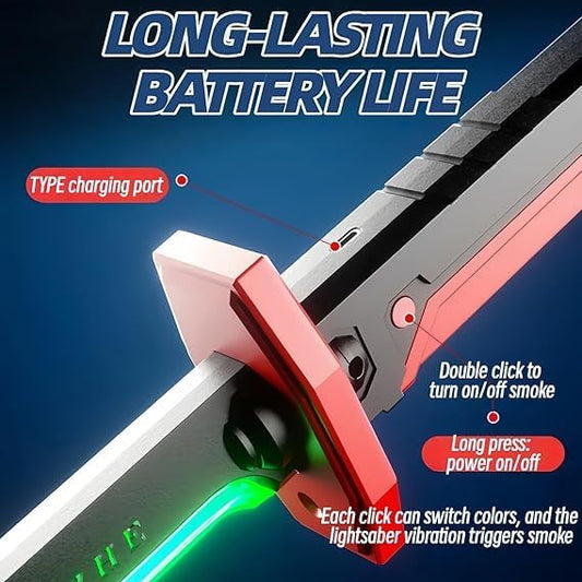 001 Sparkblade LED Talwar Sword 31.5 Inch Rechargeable Anime Cosplay Toy Sword with Spark Smoke Effect for Boys, Girls and Anime Lovers