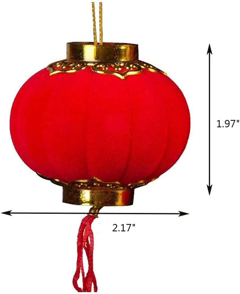21368 12 Pcs Mini Red Chinese Lanterns Small Hanging Lantern for Chinese New Year Wedding Spring Festival Potted Plants Decoration.