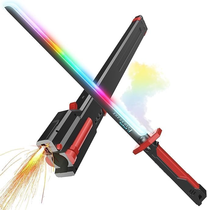 001 Sparkblade LED Talwar Sword 31.5 Inch Rechargeable Anime Cosplay Toy Sword with Spark Smoke Effect for Boys, Girls and Anime Lovers
