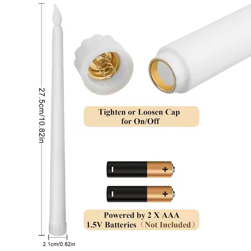 21276 [PACK OF 12] SPHINX Flameless LED Taper Candles for Home Decoration,Table Centerpiece,Dinner,Diwali,Wedding,Church,Festival,Party Decor,Steady Flame Look,Battery Not Included