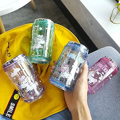 9074 Cute design Double Layer Bottle with Inside Sequence Glitter 240 ml