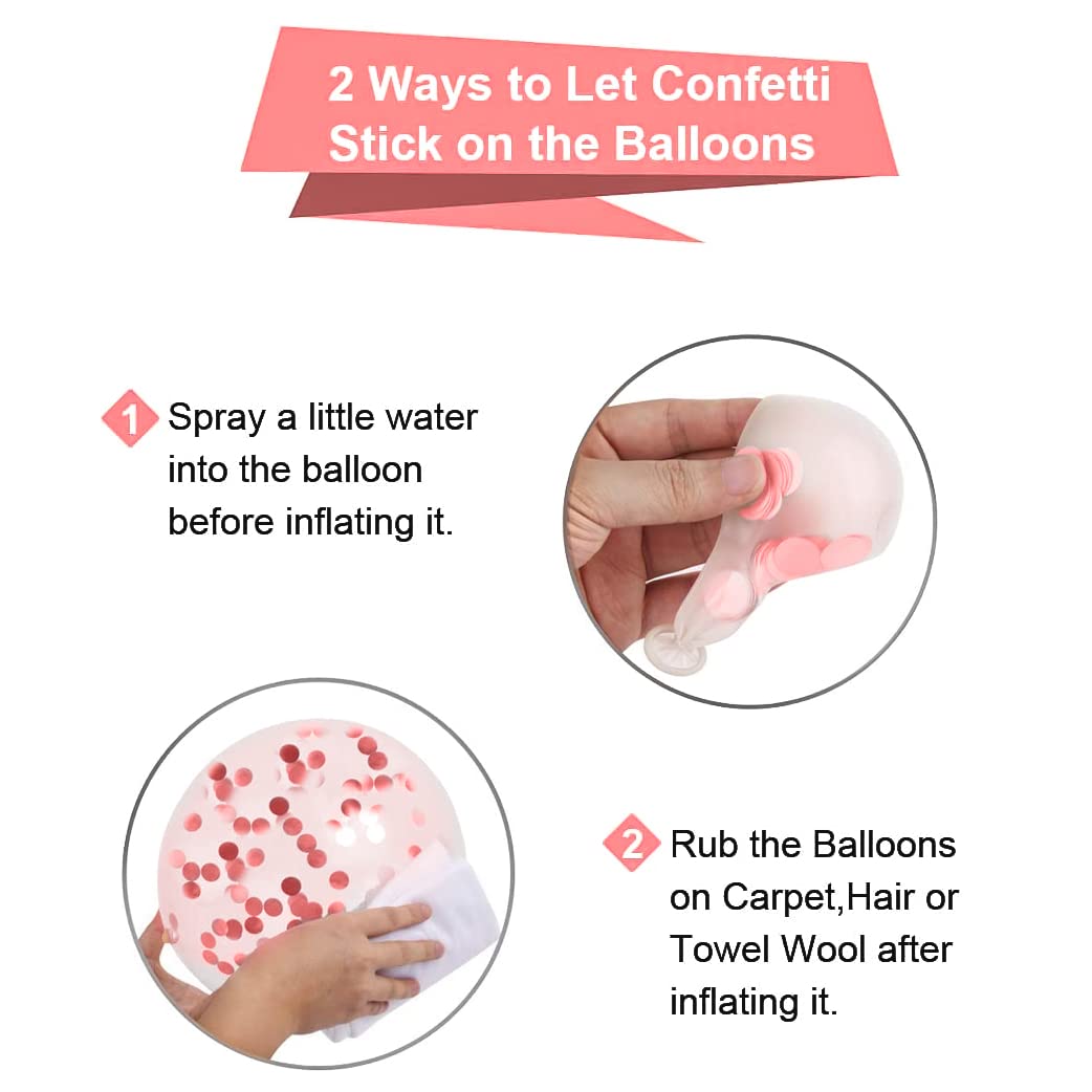 20759 {1Pack 5 Pcs} Transparent Balloons Bouquet Combo with Re Filled Rosegold Confetti & Ribbons for Anniversary, Birthday, Baby Shower, Valentine Day Party Decoration Balloon Bunch
