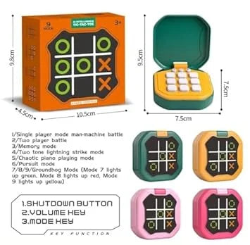888-6 Tic Tac Toe Handheld Console for Kids – Smart Educational Puzzle Game Toy with 9 Game Modes