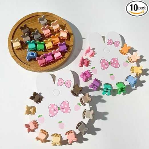 20899 {12 Packets} Korean Cute Hair Clip For Girls 120 Pcs | 10 Pcs Korean Style Hair Clip | Hair Styling Clip Small Butterfly Clip | Mini Rabbit Shape hair Claw Clip(MULTICOLOR)