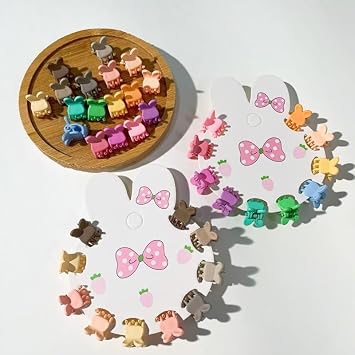 20899 {12 Packets} Korean Cute Hair Clip For Girls 120 Pcs | 10 Pcs Korean Style Hair Clip | Hair Styling Clip Small Butterfly Clip | Mini Rabbit Shape hair Claw Clip(MULTICOLOR)