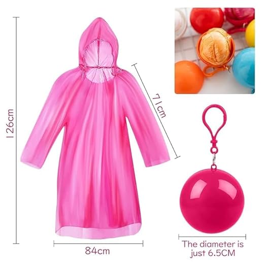 20726 Disposable Ball Raincoat - Stylish Spherical Keychain for Outdoor Events, Travel, and Anywhere | Lightweight, Foldable, Multi-color Rain Protection {Random Color}