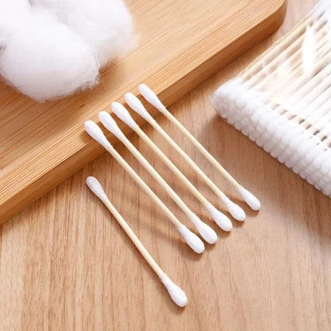 11206 Cotton Buds for Ear Cleaner, Bamboo Wooden Sticks Ear Cleaner Cotton Swabs 100 Pcs
