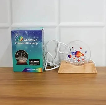 11300 3D Acrylic LED Night Light with Planet Design | Warm White Ambient Table Lamp for Bedroom