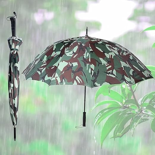20755 Waterproof Military Print Umbrella With Long Handle | Windproof Sun & Rain Protection Umbrella for Men and Women