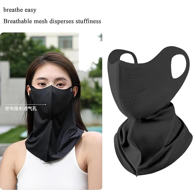 Unisex Cooling Neck Gaiter Face Mask For Women & Men - Breathable UV Protection Sun Mask for Outdoor Sports Cycling Running - Black