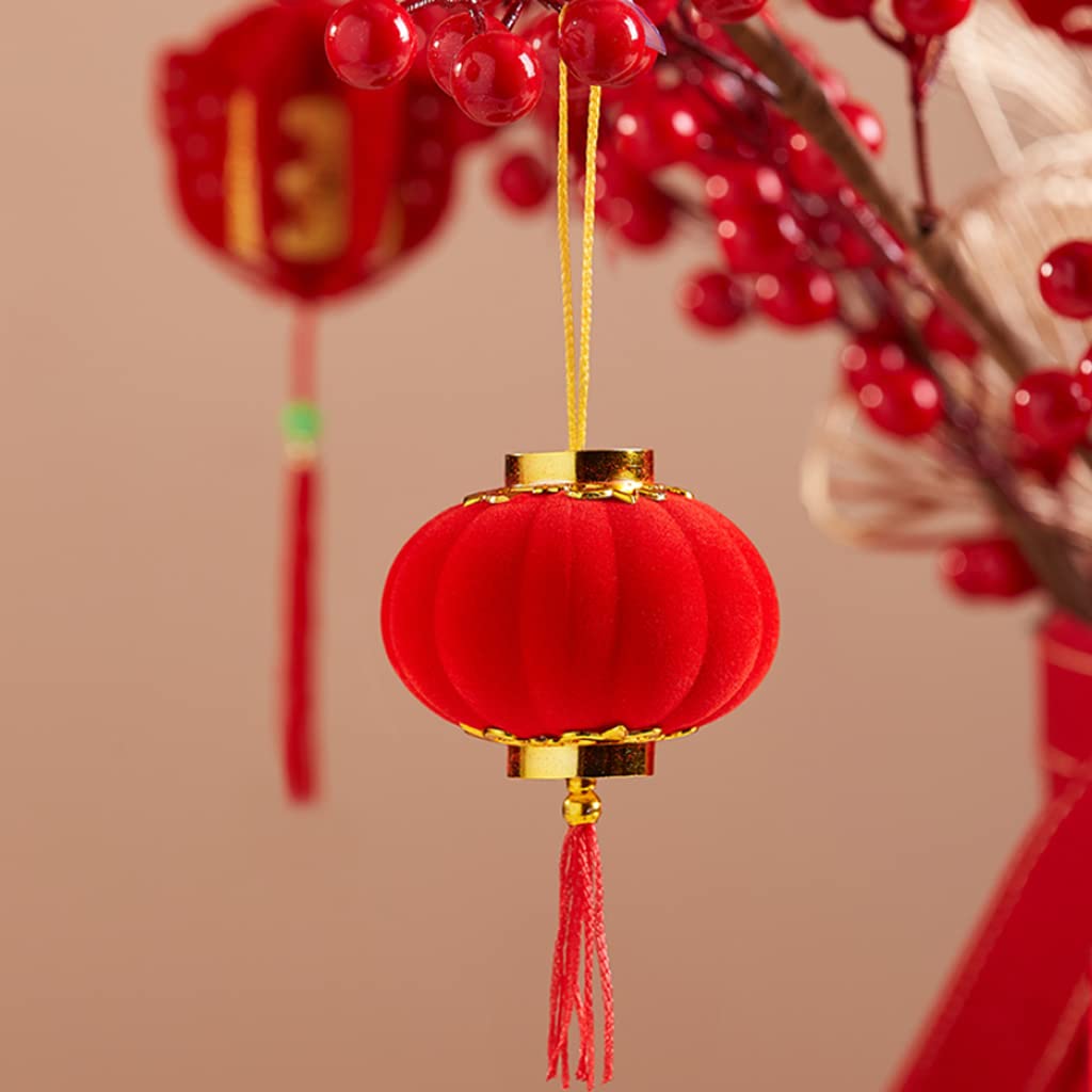 21368 12 Pcs Mini Red Chinese Lanterns Small Hanging Lantern for Chinese New Year Wedding Spring Festival Potted Plants Decoration.