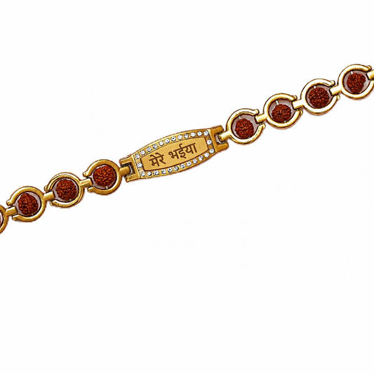 20799 Rudraksha Bracelet for Men Gold Plated Religious Bracelet Rakhi
