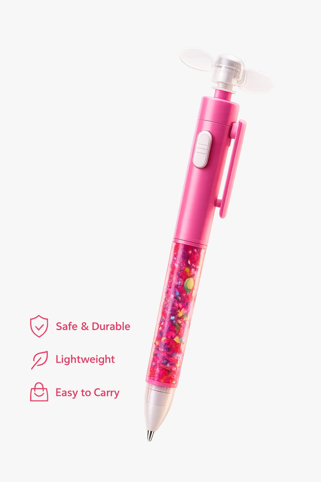 6690 2 in 1 Creative Handheld Mini Pocket Size Fan With Smooth Writing Ballpoint Pen {Random Design}