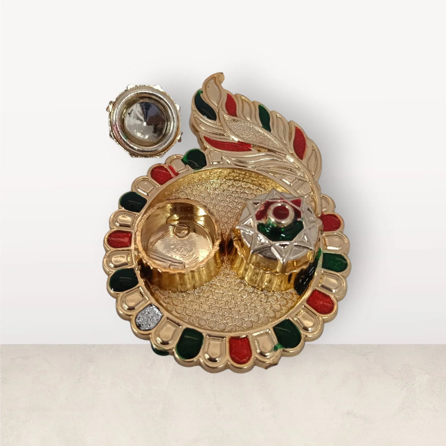 11348 Haldi Kumkum Holder Platter for Diwali, Diwali Gift and Other Festival {Random Design}