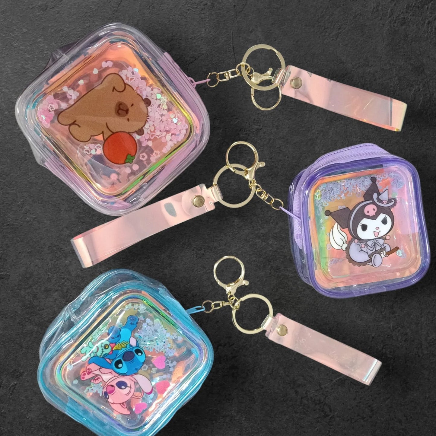 20029 Transparent Mini Glitter Pouch with Random Design