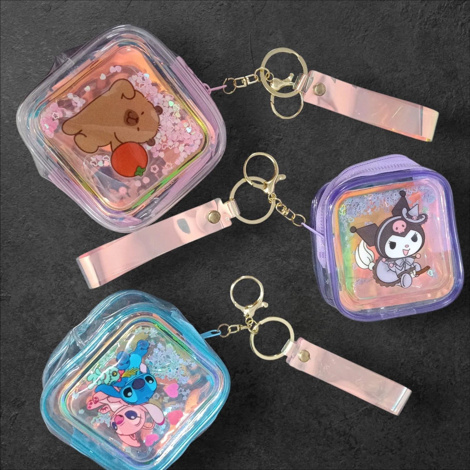 20029 Transparent Mini Glitter Pouch with Random Design