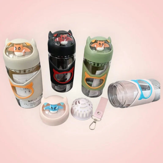 GB 4806 Multi Design Cute Mix Cartoon Sipper school Bottle for Kids 450 ml Water Bottle