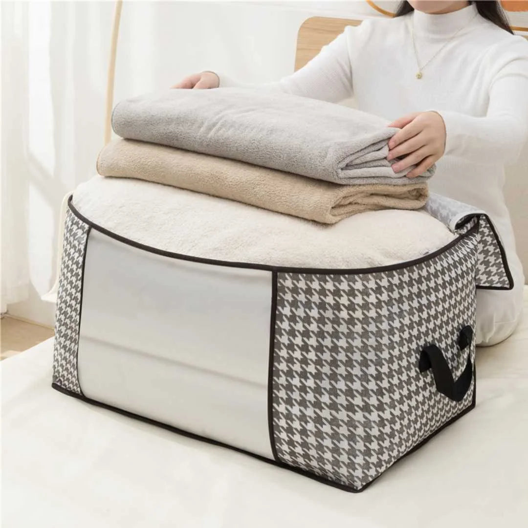 11308 Foldable Clothes Storage Bags with Zipper & Handles – Large Capacity Blanket Storage {Size 22*16*12}