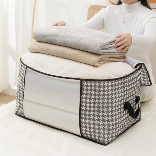 11308 Foldable Clothes Storage Bags with Zipper & Handles – Large Capacity Blanket Storage {Size 22*16*12}