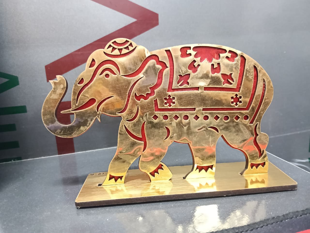 20420 Golden Wooden Elephant  for Home Decor