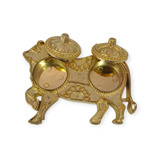 11359 Haldi Kumkum Golden Cow Holder for Festival items