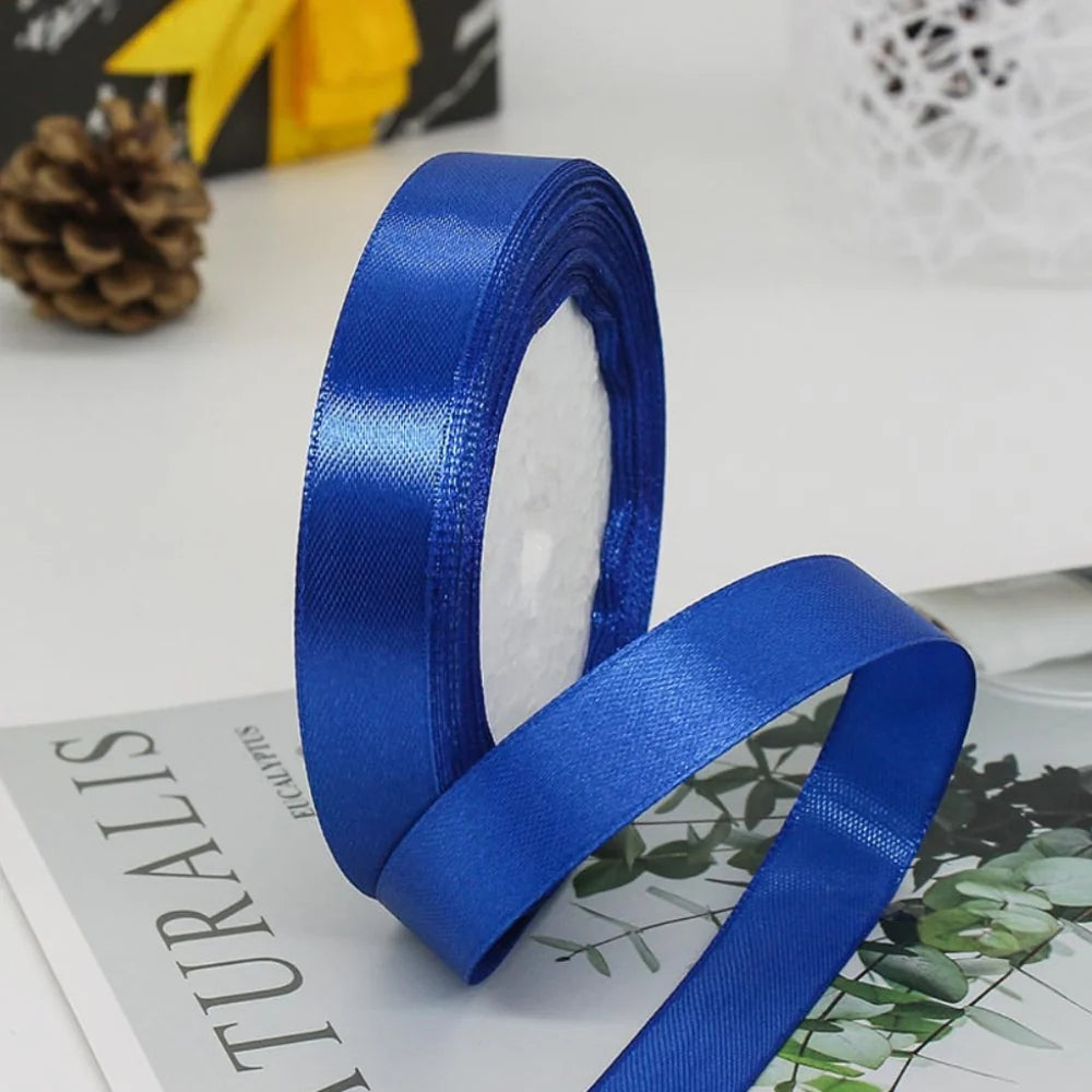 20499 { Pack of 10 } Pcs 1/2 Inch Dark Blue Satin Ribbon 10 Mtr Each Decoration, Gift Wrapping, Multi-Purpose Use