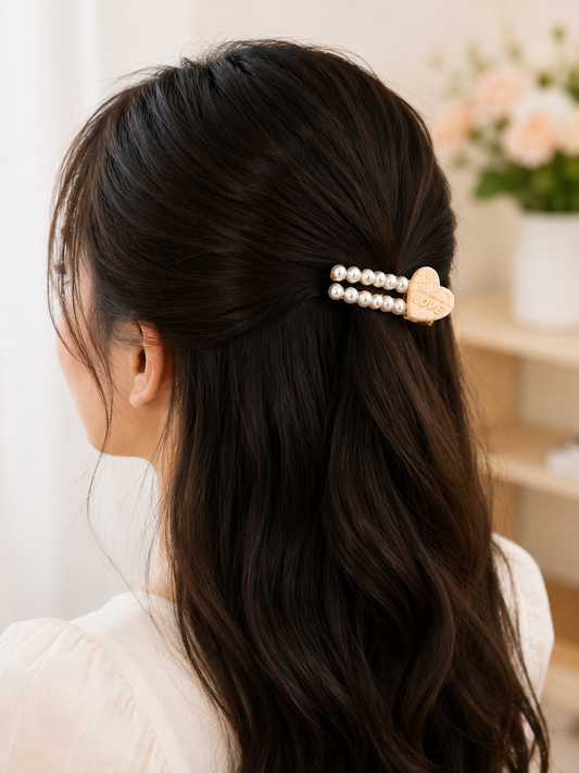 20904 {Pack of 12} Premium Pearl Hair Clip for Girls | Cute Cartoon Pearl Hair Pin | Korean Style Hair Accessory