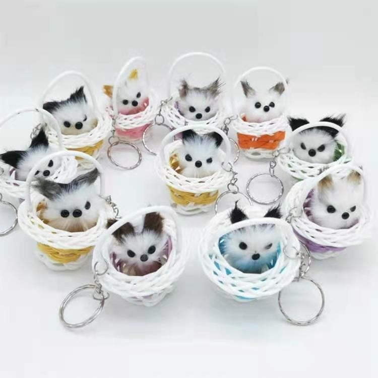 11323 Birthday party Return gift ideas bulk for kids children boys girls Cute Kitty in Sitting Basket Keychain